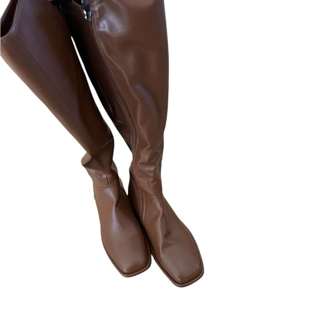 TORGEIS Women's Genevieve Thigh High Boots, Cognac, Size 7.5, NWOT